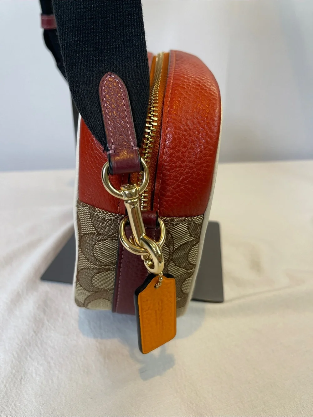 Coach D2022-1912 Dempsey Camera Bag Signature Canvas Rainbow Stripe Crossbody